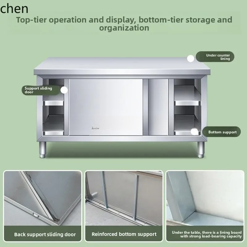 Commercial Kitchen Worktops - b1 Küchen-Arbeitsplatte aus Edelstahl mit Schiebetür,