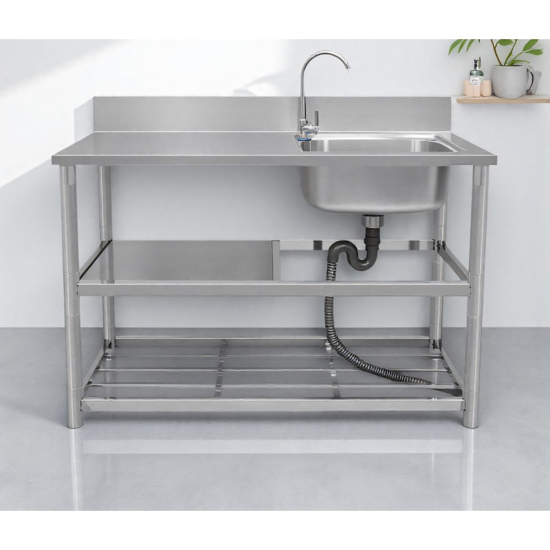 Commercial Kitchen Worktops - Freistehender Edelstahlspülbecken mit Arbeitsplatte. Geeignet für