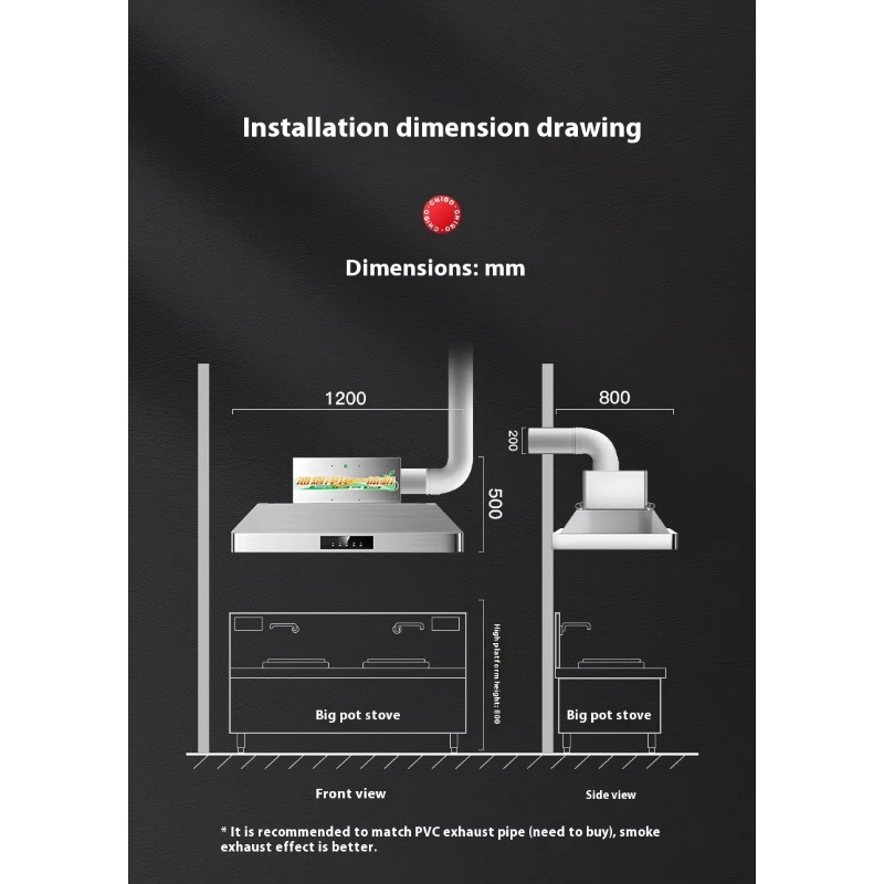 Range Commercial Kitchen - Gewerbliche Dunstabzugshaube aus Edelstahl für Großküchen,